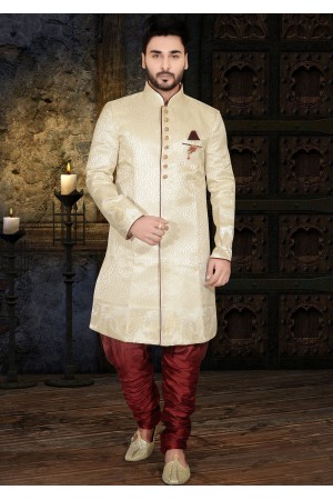 CREAM INDO WESTERN SHERWANI